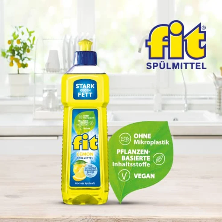 FIT fit Spülmittel Lemon 500ml, hohe Spülkraft im Kaltwasser, hautverträglich und sparsam im Verbrauch – Bild 2