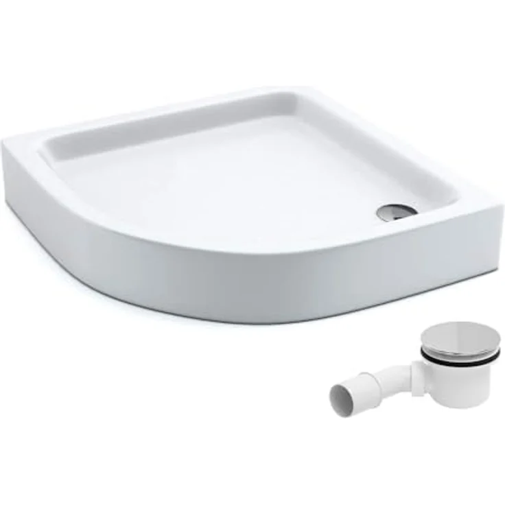 AQUABAD Forta Plus Duschwanne 90x90cm, Viertelkreis R55, Smooth White mit LeakProtect Technologie und Siphon Alcadran A49CR – Bild 1