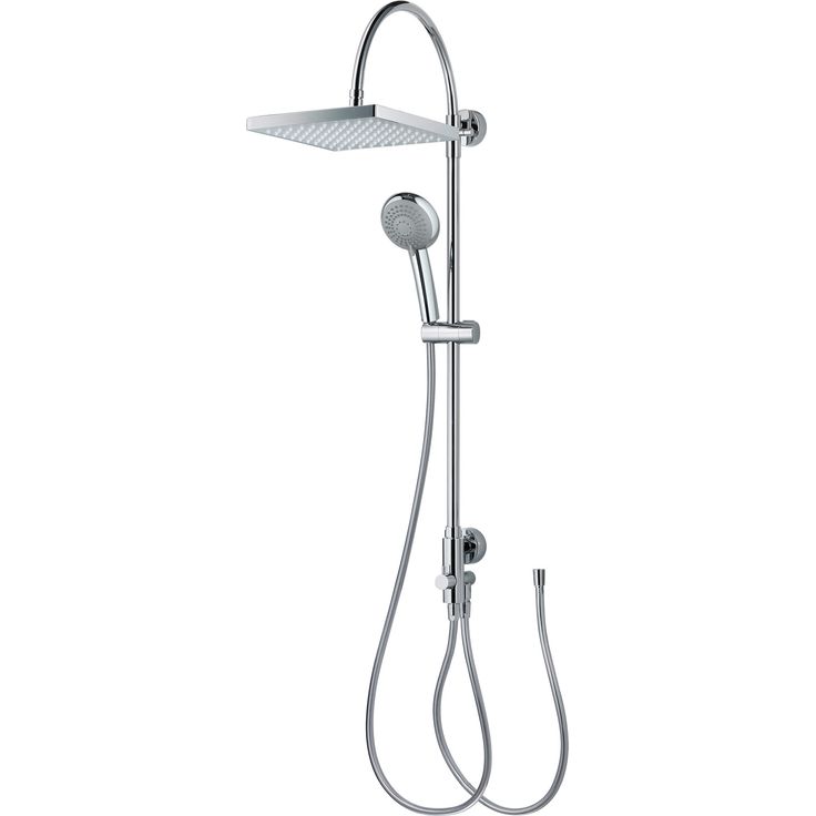 Breuer Duschsystem 'Aquamaxx 200' chromfarben eckige Kopfbrause, für separate Armatur mit schwenkbarer Kopfbrause und höhenverstellbarer Handbrause