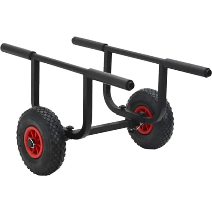 vidaXL SUP-Transportwagen Kajak-Trolley, Aluminium, 90 kg Tragfähigkeit, schwarz/silbern, mit Schaumstoffpolsterung und verstellbarer Breite – Bild 1