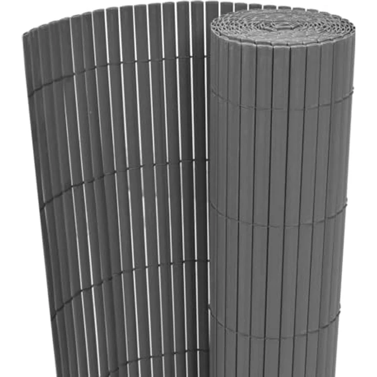 vidaXL Gartenzaun Doppelseitig PVC, 150 x 500 cm, grau, witterungsbeständig und anpassbar – Bild 1