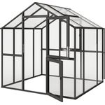 KGT Gewächshaus "Aptasia III-s", anthrazit-grau, 5,1 m² mit 4 mm ESG und 10 mm HKP, automatischem Fensteröffner