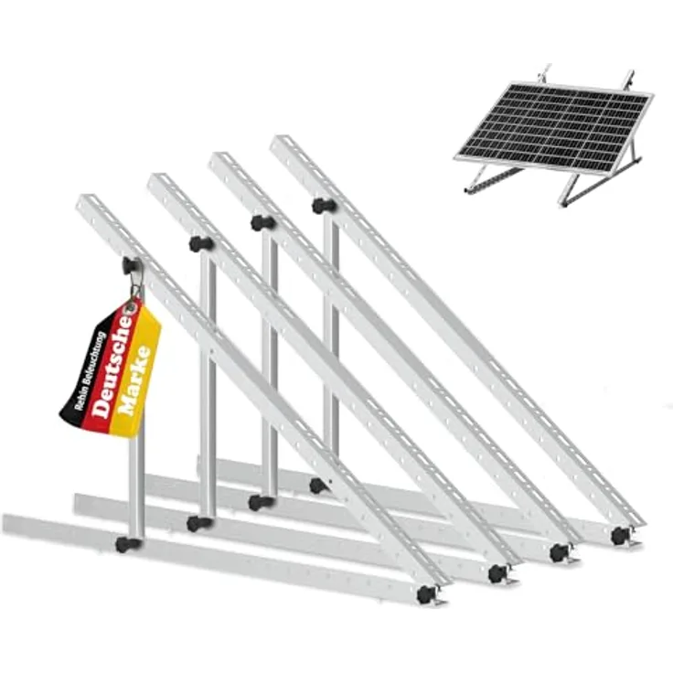 Rhein Beleuchtung Solarpanel Halterung Flachdach, 114 cm für Solarmodule 100W-800W, verstellbarer Winkel 0-90°, korrosionsbeständig, 2 Sets