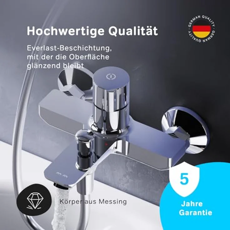 AM.PM Wannenarmatur X-Joy TouchReel Mischbatterie Badewanne FXT10500, chrom, intuitive Touchsteuerung, optimale Geometrie für Waschbecken von 50 bis 120 cm – Bild 3