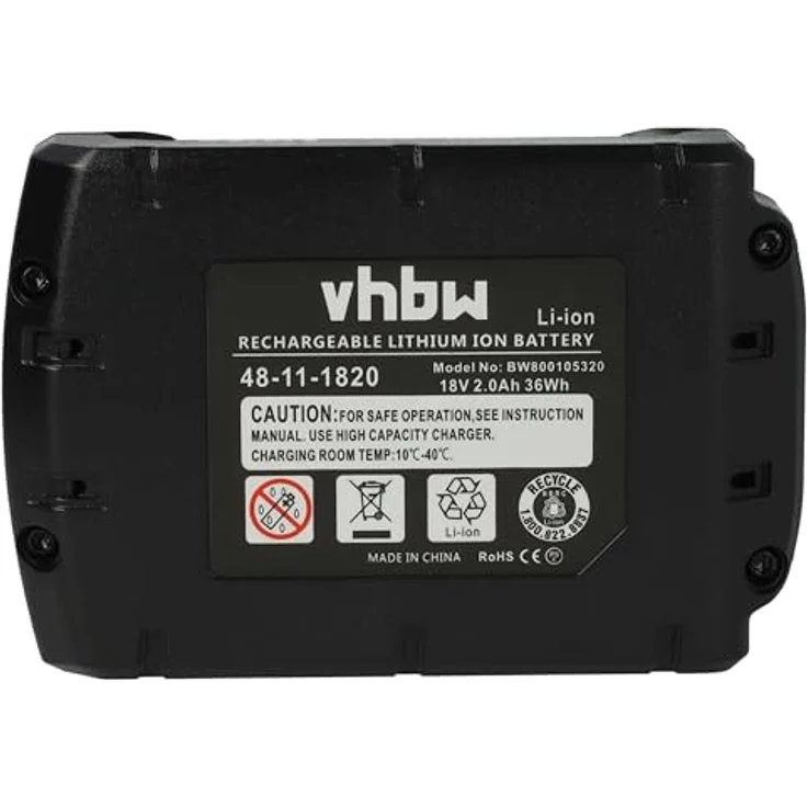 vhbw Akku kompatibel mit BTI 18V Geräte ab 4/2013 Werkzeug (2000 mAh, Li-Ion, 18 V) - Hochleistungs-Akku in schwarz/rot – Bild 2