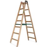 DRABEST - Holzleiter - für Malerarbeiten - 2X 7 Sprossen - m lang - bis 150 kg - Arbeitshöhe 2,11m 3,6 m - Klappbar - Tritt-, Bock-, Stehleiter - Beidseitig Begehbar, Imprägniert - mit Eimerhaken - Preisvergleich