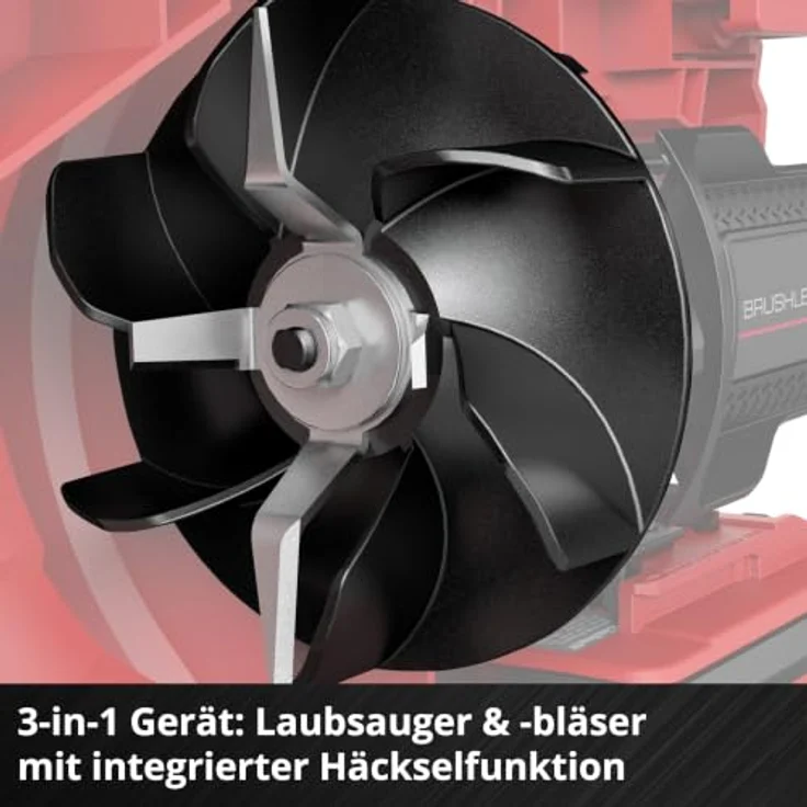 Einhell Akku-Laubsauger 'Venturro' 18 V, kabellos mit 4,0 Ah Akku und Ladegerät, 500 m³/h Saugleistung, bürstenloser Motor, inkl. Häcksler und 45 L Fangsack – Bild 8