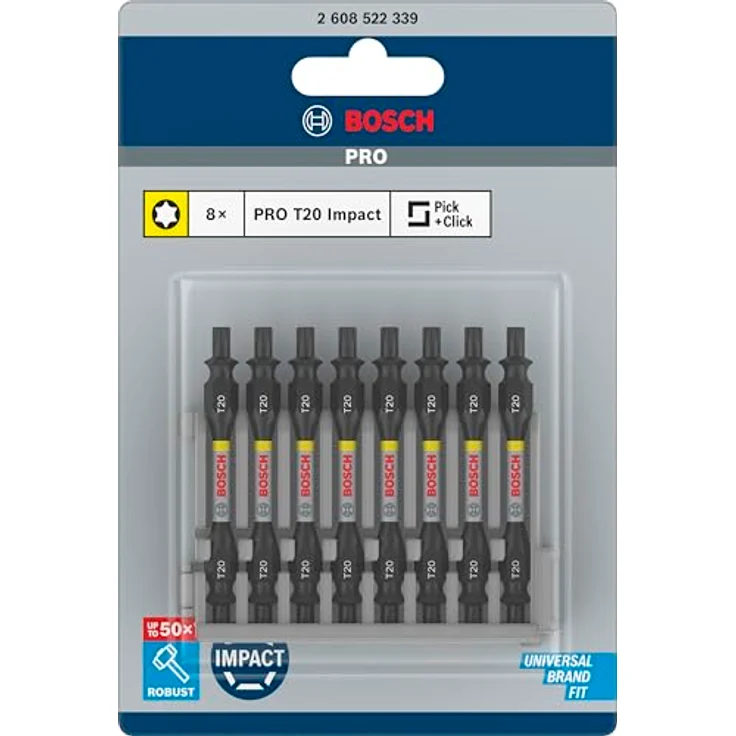Bosch Professional Accessories 2608522339 Bosch Professional 8tlg. Doppelschrauber Set Torx (Impact Control, 8 x T20-T20 Bits-Länge: 65mm, Pick and Click) – Bild 3