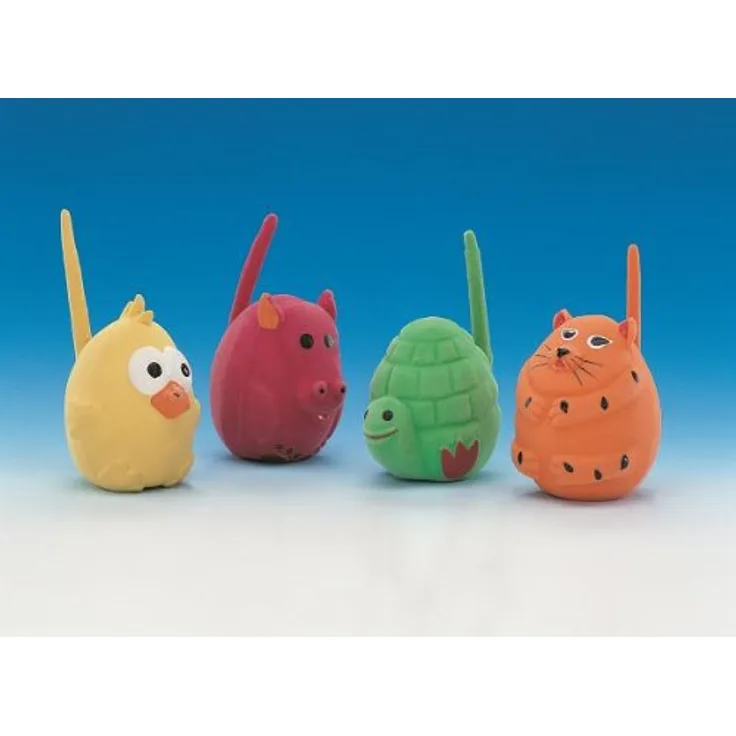 Nobby Spielzeug Schildkröte, Kuh, Katze, Vogel, Schwanz, Latex, 6 cm