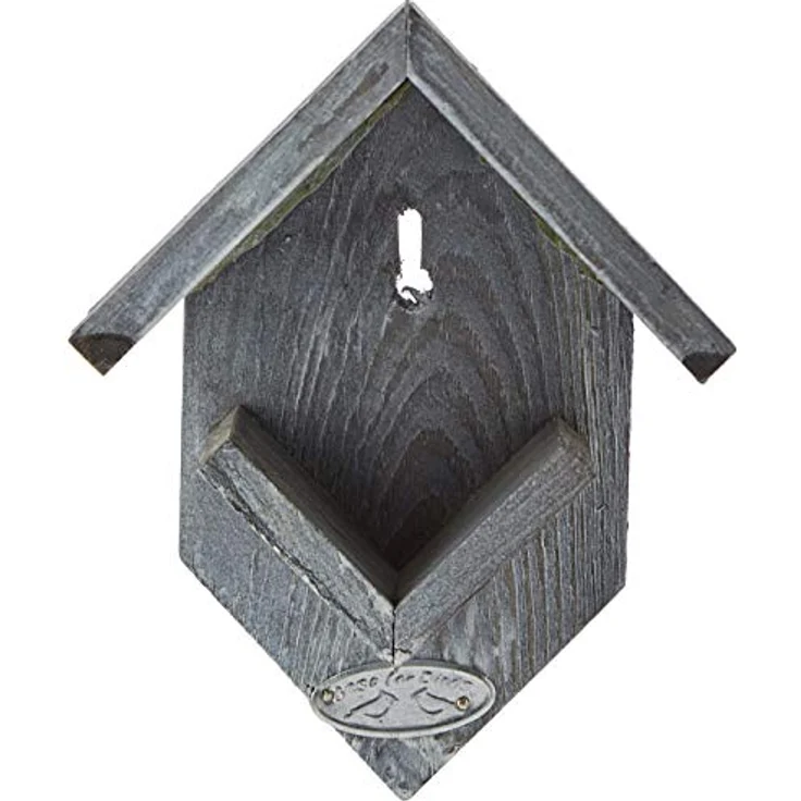 Esschert Design Vogelhaus, Vogelfutterhaus für Erdnussbutterglas, altes Holz Optik, ohne Erdnussbutter, ca. 15 cm x 13 cm x 19 cm – Bild 1