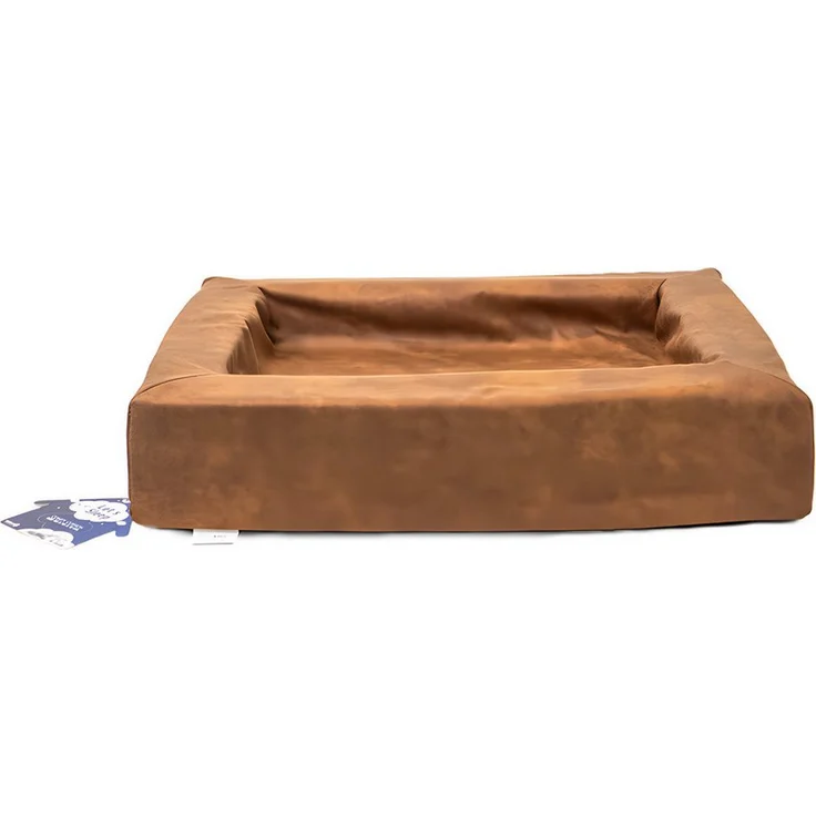 Holland Animal Care Lets Sleep Comfy Cushion, Tierbett für Hunde mit erhöhtem Rand und Anti-Rutsch-Beschichtung, cognac – Bild 1
