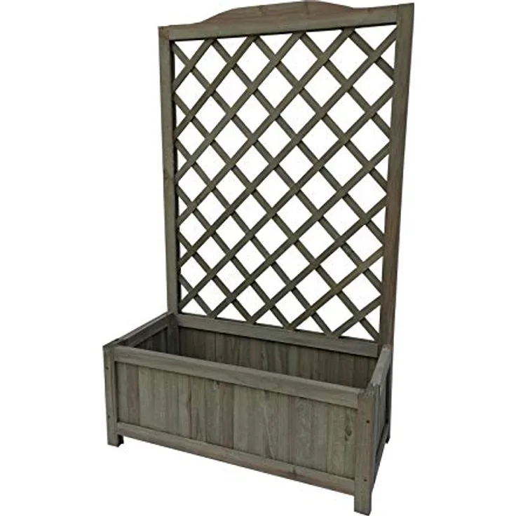 HTI-Line Blumenkasten Heidi XL Blumenkübel Rankgitter Spalier Grau, Fichtenholz, natürliche Strukturen, Unebenheiten und Maserungen, Rankgitter inklusive