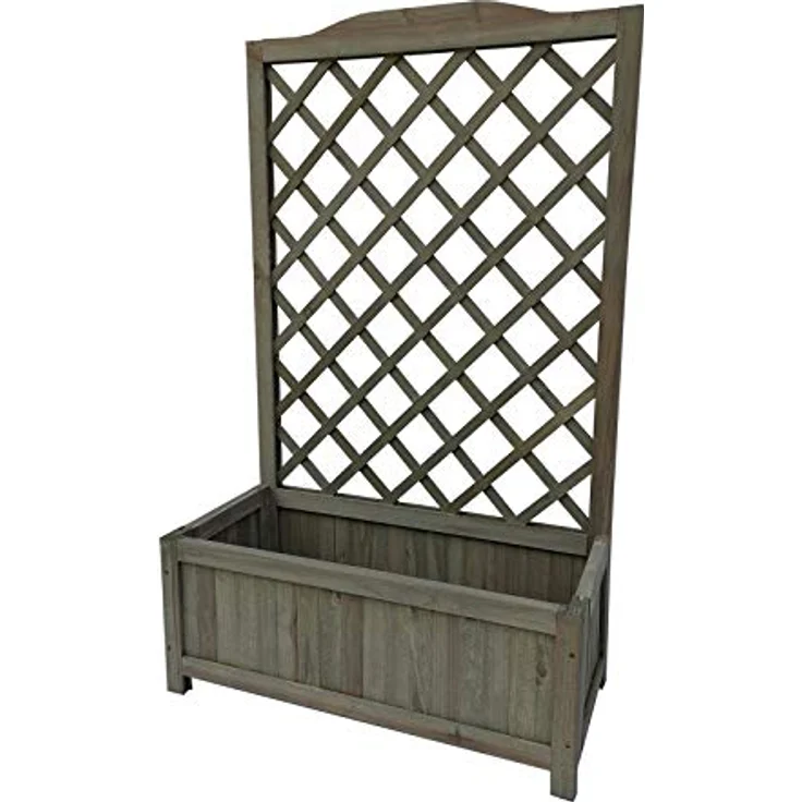 HTI-Line Blumenkasten Heidi XL Blumenkübel Rankgitter Spalier Grau, Fichtenholz, natürliche Strukturen, Unebenheiten und Maserungen, Rankgitter inklusive – Bild 1