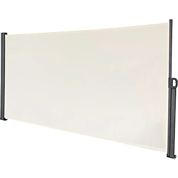 SVITA Seitenmarkise Kassetten-Rollo Sichtschutz Sonnenschutz Seitenrollo für Balkon Terrasse Garten 160x300cm Beige - Ausziehbarer Windschutz mit automatischer Aufrollfunktion