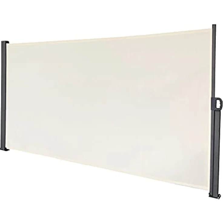 SVITA Seitenmarkise Kassetten-Rollo Sichtschutz Sonnenschutz Seitenrollo für Balkon Terrasse Garten 160x300cm Beige - Ausziehbarer Windschutz mit automatischer Aufrollfunktion – Bild 1