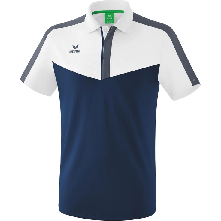 Erima Squad Poloshirt für Herren, taillierter Schnitt aus leichtem Funktionsmaterial, Weiß, Größe M