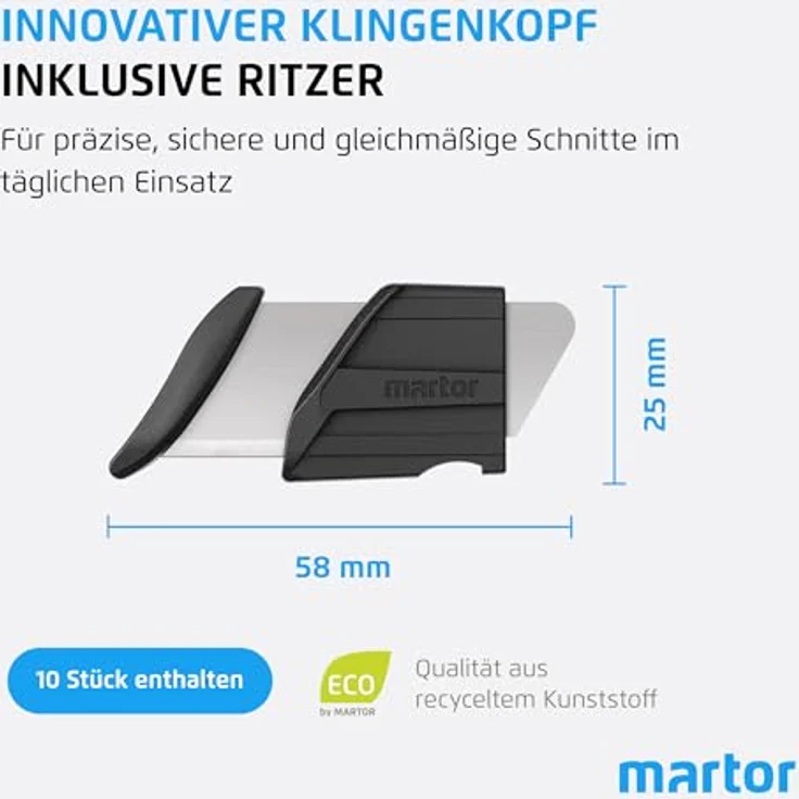 MARTOR SECUMAX-KLINGE 3770, Ersatzklinge aus Stahl und Kunststoff, 58 mm lang, 10 Stück im Klingendöschen – Bild 2