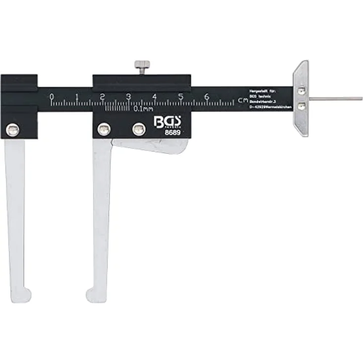 BGS TECHNIC Bremsscheiben-Messschieber 60 mm, präzises Messwerkzeug für Bremsscheibenstärke und Reifen-Profiltiefe aus Aluminium – Bild 3