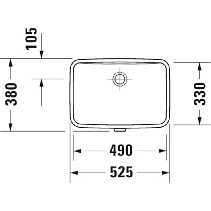 Duravit No.1 Einbauwaschtisch, Waschbecken ohne Hahnloch, mit Überlauf, 525x380mm, weiß, Unterseite geschliffen – Bild 2