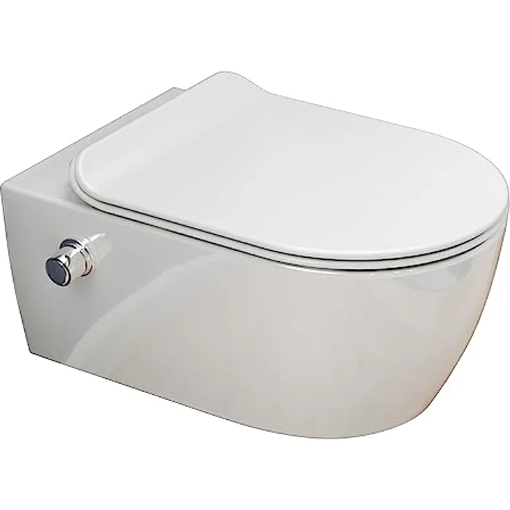 SSWW | Modernes Dusch-WC, spülrandlose Taharet Toilette mit Absenkautomatik, Toilette mit Bidet-Funktion | 54,5 cm lang - Preisvergleich – Bild 1