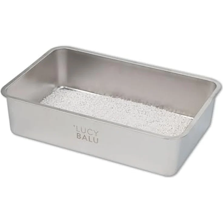 LucyBalu® STEELOO Edelstahl Katzenklo geruchsfrei | XXL-Katzentoilette aus Edelstahl | offenes Katzenklo für Einstieg von Oben | modernes hop-in Katzen Klo ohne Deckel | Katzen WC | Edelstahl Wanne – Bild 1