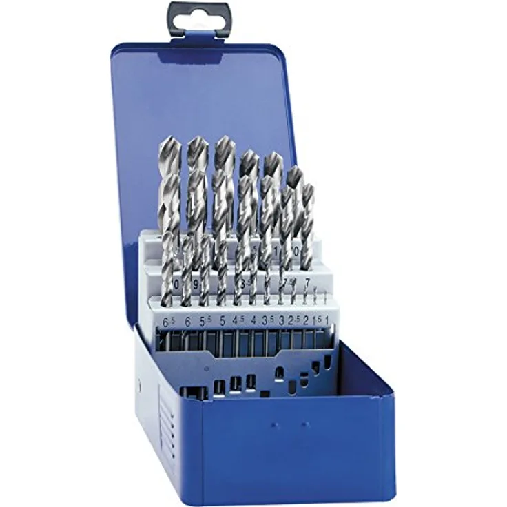 Exact Eventus 32004, 25-teiliges Erdungsspiralbohrer-Set, 1–13 mm, Grau