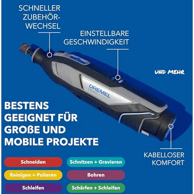 DREMEL 8240 Akku-Multischleifer, kabellos, max. 35000 U/min, 1x Akku 2 Ah, 5 Zubehöre, im Karton – Bild 4