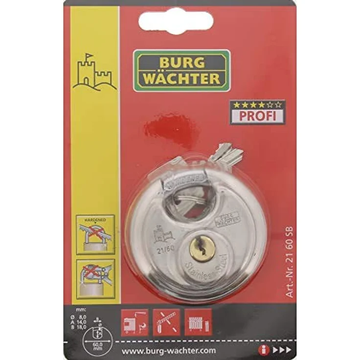 BURG-WÄCHTER Bügelschloss Circle 21-60 8 x 14 x 18 Edelstahl – Bild 7