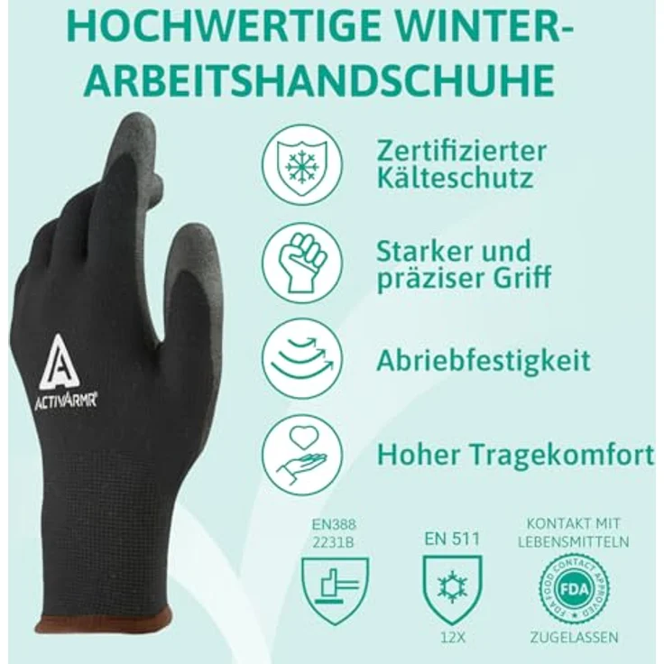 Ansell Activ ARMR 97631070, Arbeitshandschuh Größe 7, kältebeständig mit PVC-Beschichtung, 1 Paar – Bild 2