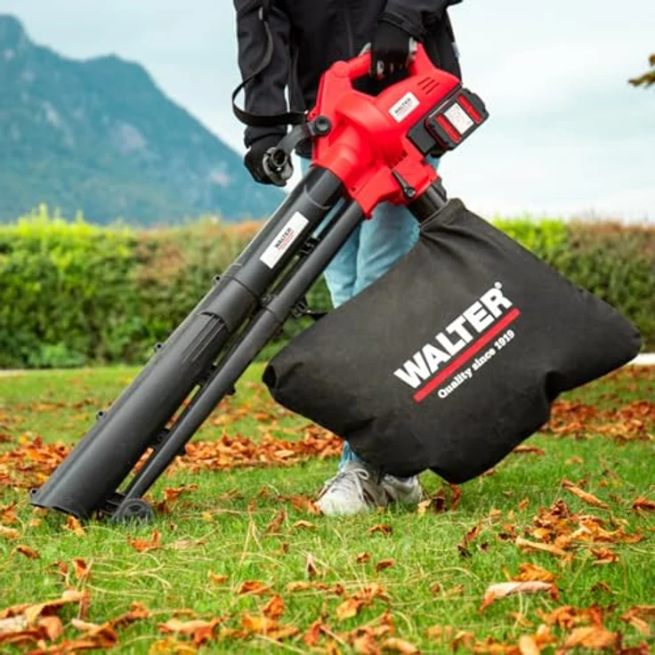 WALTER Professional Li-Ion Akku-Laubbläser und Laubsauger 40V, Blasgeschwindigkeit 160-210 km/h, 10,3 m³/min Einsaugvolumen, 45 l Laubsackkapazität, 3,4 kg, inkl. Tragegurt – Bild 2