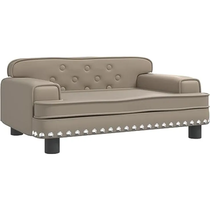 vidaXL Hundebett, Hundekissen mit weicher Polsterung, Hundesofa Hundecouch für kleine Hunde Haustiere, Haustierbett Katzenbett, Cappuccino Braun Kunstleder