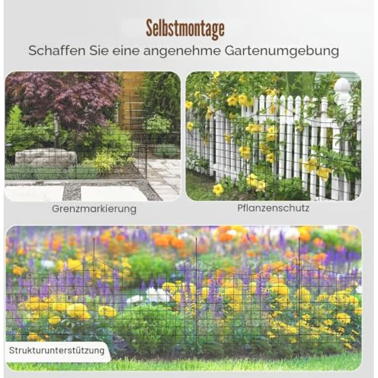 VEVOR 5er-Set Dekorativer Gartenzaun, 75x93cm Metallzaun aus Kohlenstoffstahl, Schwarz, inkl. Befestigungsmaterial, langlebig und einfach zu installieren – Bild 7