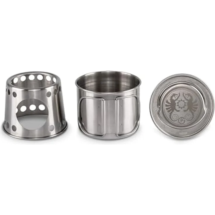 Petromax Kochbecher cp750, 2 in 1 Kochstelle und Becher aus gebürstetem Edelstahl, 750 ml, mit klappbaren Griffen und Transporttasche – Bild 4