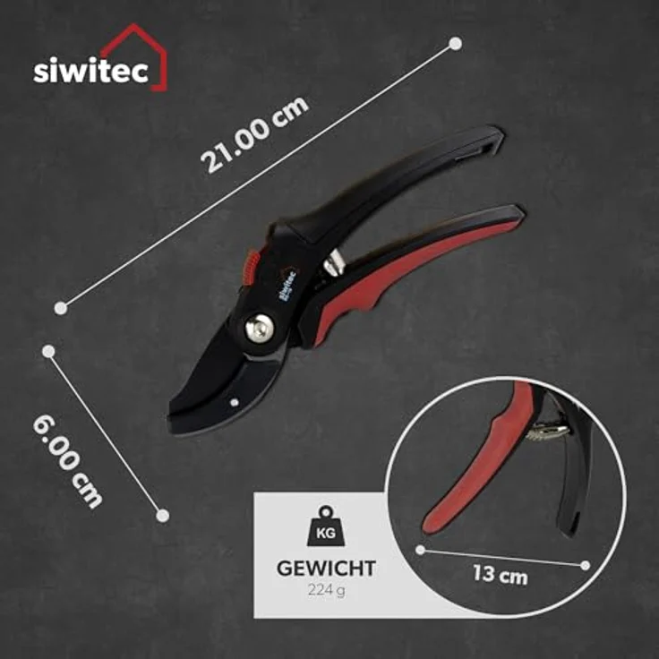 siwitec Amboss-Gartenschere SG-10 für trockene, harte Äste und Zweige | max. Schnittstärke 20 mm | Baumschere mit hochwertigen Stahl-Klingen – Bild 3