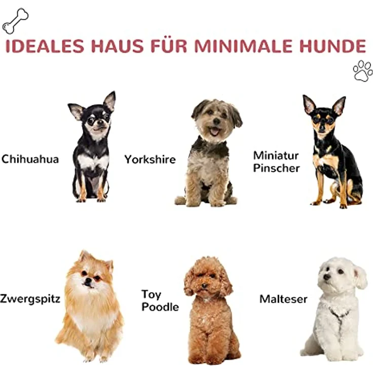 PawHut Hundehütte Outdoor Hundehaus mit Dachluke Tor Unterschlupf für kleine Hunde Kleintierstall Luftzirkulation wasserdicht Metall PP Rot+Hellgrau 59 x 75 x 66 cm – Bild 4