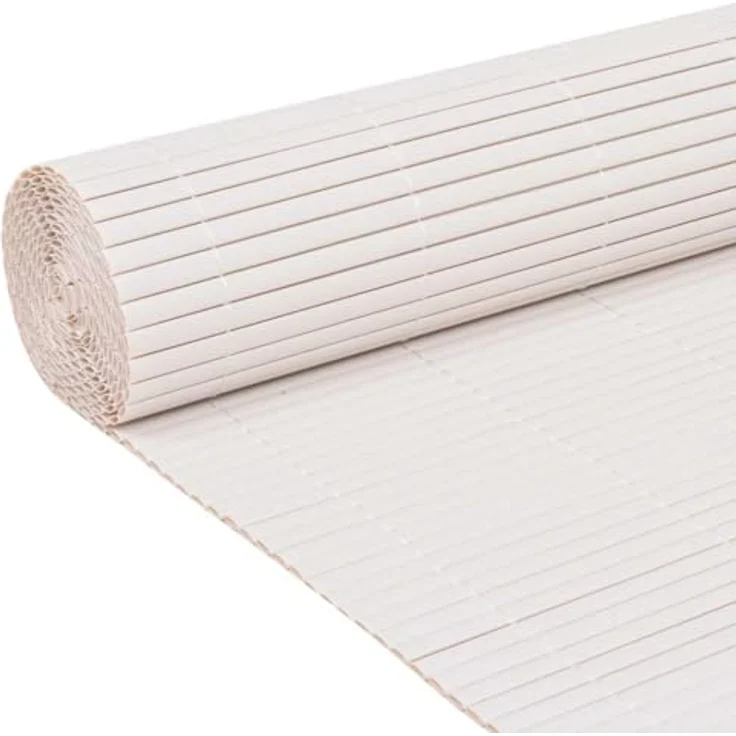 vidaXL Gartenzaun Sichtschutzmatte PVC, witterungsbeständig, doppelseitig, 110x500 cm, Weiß – Bild 4