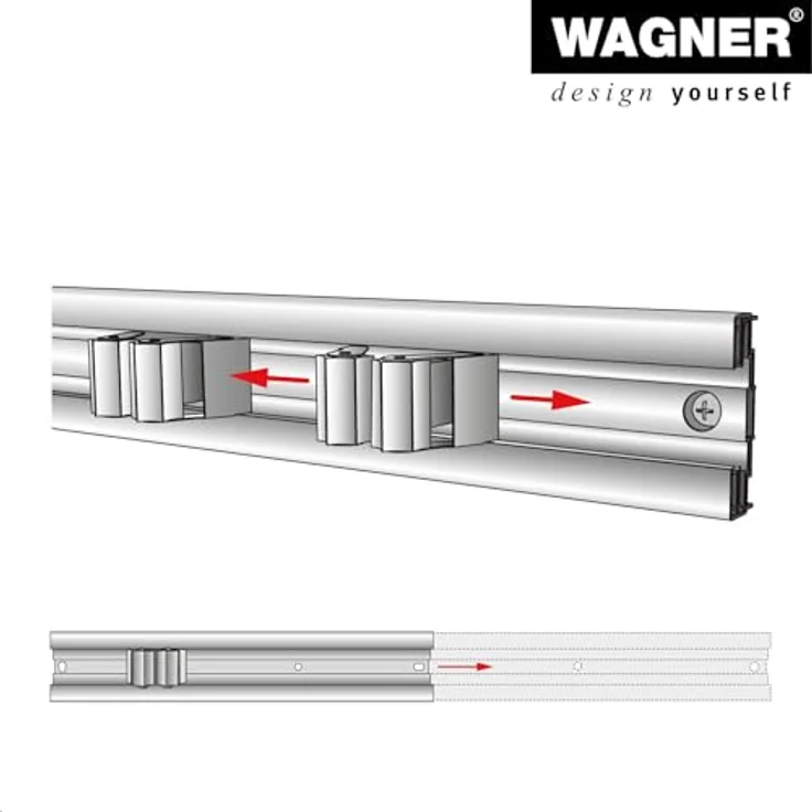 Wagner System Werkzeugwand WH 2096, design yourself Wandhalterung in schwarz mit ausziehbarer Länge von 600 mm bis 1170 mm und fünf verschiebbaren Gerätehaltern – Bild 4