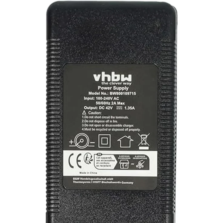 vhbw Ladegerät kompatibel mit MiFa Phylion Fahrradakkus, 36 V Li-Ion E-Bike Ladegerät mit Rundstecker-Anschluss, 60 W, 200 cm Kabel – Bild 5