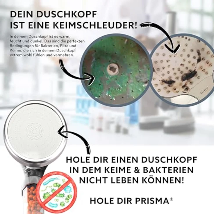 PRISMA Duschkopf Regendusche Handbrause wassersparend für mehr Wasserdruck – Brausekopf, Regendusche und Massage Funktion – Bild 3