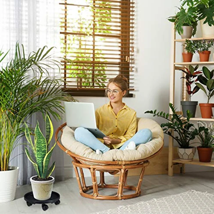 Relaxdays Pflanzenroller rund, 2er Set, Ø 30 cm, Blumentopfuntersetzer mit Rollen, Kunststoff, innen & außen, schwarz – Bild 3