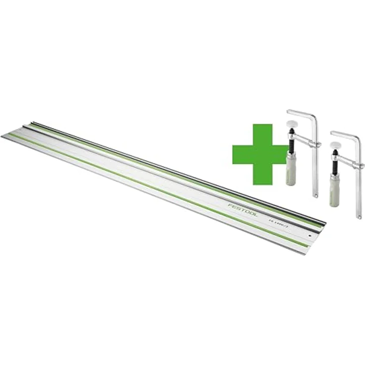 Festool Führungsschiene FS 1400/2 Lt Edt FSZ 578422, Set mit 2 Schraubzwingen FSZ 120 für präzise gerade Schnitte und Nuten – Bild 1