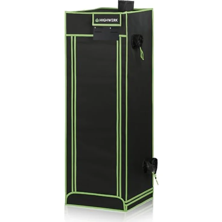 HIGHWERK Growzelt 40 x 40 x 120 cm, Indoor Grow Tent, lichtundurchlässig, schwarz/grün, mit hochreflektierender Innenbeschichtung – Bild 3