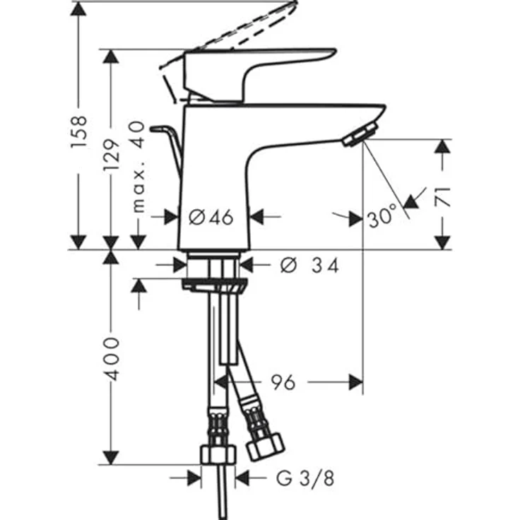 hansgrohe Talis E 80 Spültischarmatur, ComfortZone 80, Ausladung 96 mm, Zugstangen-Ablaufgarnitur, für Durchlauferhitzer geeignet – Bild 6