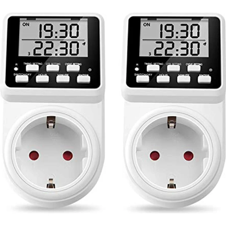 NOVKIT Intervall Digitale Zeitschaltuhr Steckdose, unendlicher Zyklus, 3 Schaltprogramme, Countdown-Funktion für Innen (230V / 16A / 3600W) – Bild 1