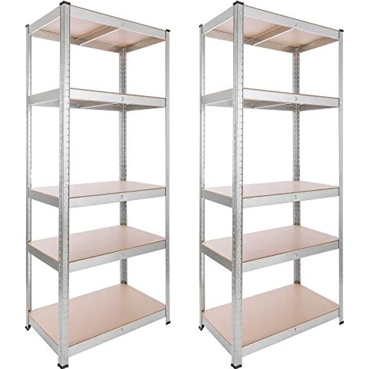 2x Schwerlastregal 875kg Kellerregal Lagerregal Steckregal 180x75x45cm Regal 2er - verzinkt