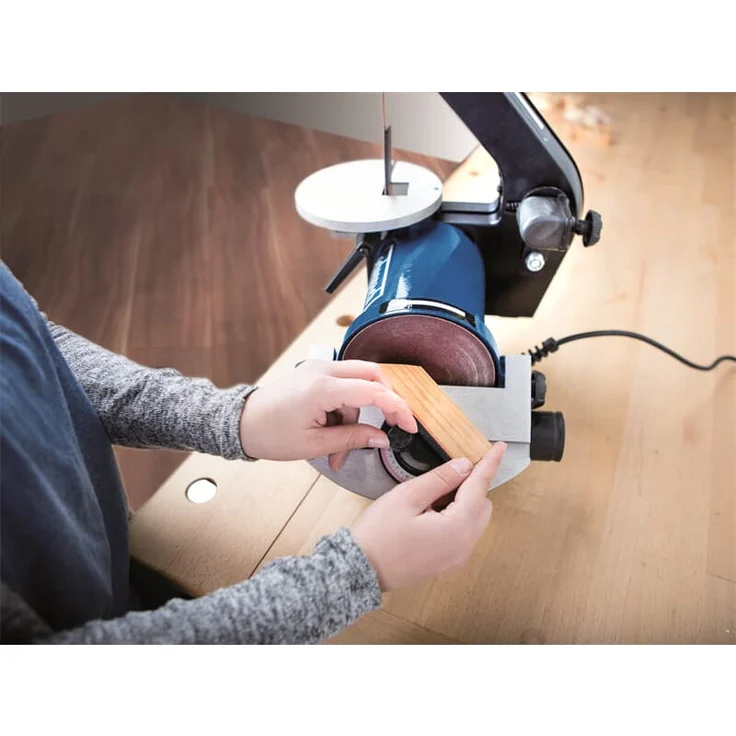 Scheppach BTS700 Bandschleifer (Tellerschleifer, 250W, Bandlänge 762mm-breite 25,4mm, SchleiftellerØ 125mm, 90°-45° verstellbarer Tisch, Geschwindigkeit 816m/min) – Bild 4