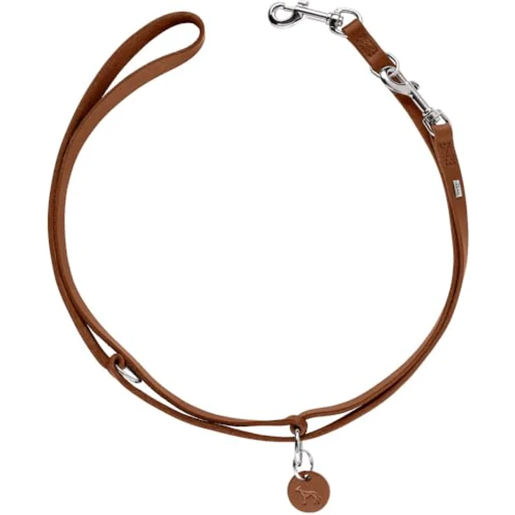 HUNTER Verstellbare Hundeführleine Aalborg geflochten, Farbe: Cognac – 3-fach verstellbar, robustes Rindsleder, Made in Germany, Größe 20/200 – Bild 1