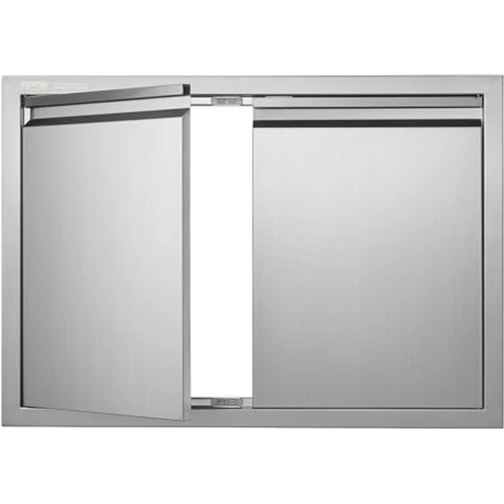 VEVOR Grill-Zugangstür, Doppelte Außenküchentür aus Edelstahl, 762 x 532 x 45 mm, vertikale Wandtür mit versenkbaren Griffen – Bild 1