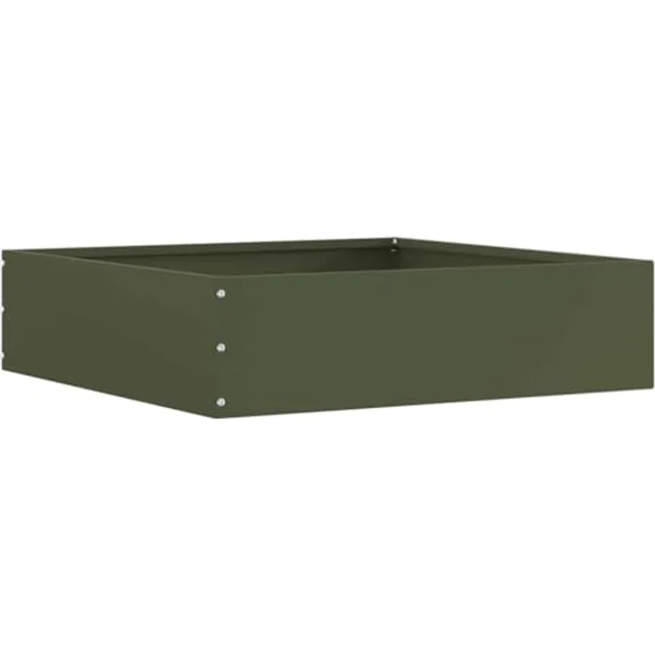 vidaXL Beetumrandung Raseneinfassung Olivgrün, 50 x 50 x 13 cm, wetterfester Stahl, moderne quadratische Form – Bild 1