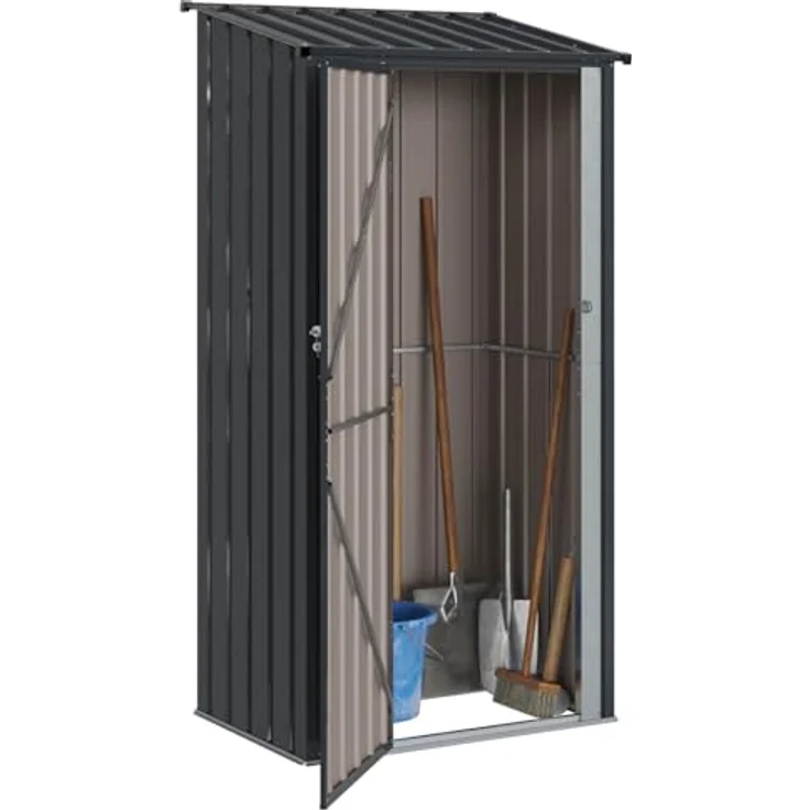 vidaXL Gartenhütte Anthrazit 103 x 74 x 200 cm, wetterfester Metall-Speicher für Gartenwerkzeuge, sicher mit Schloss – Bild 1